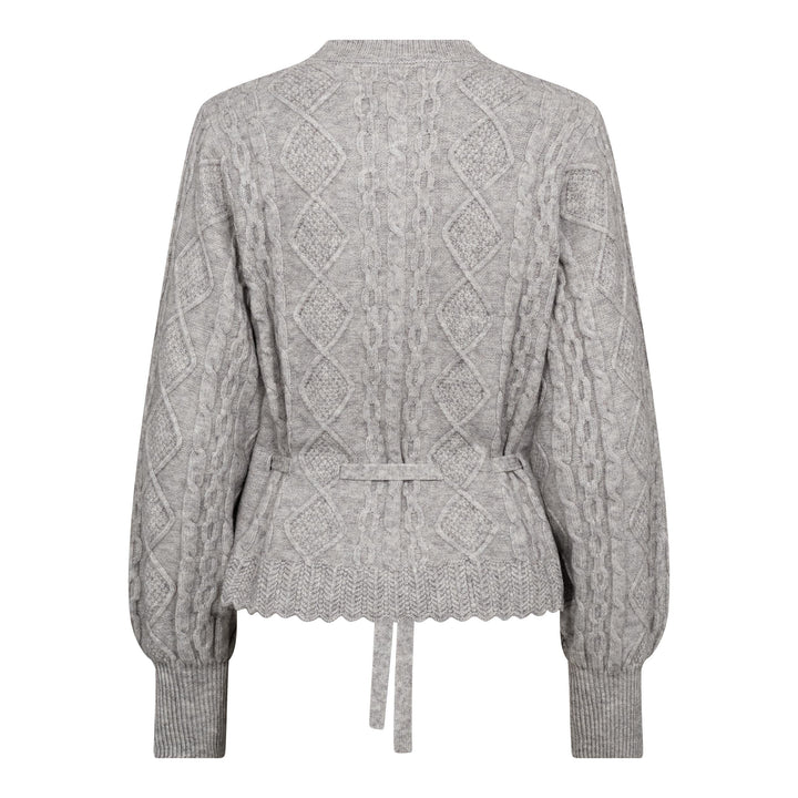 Co´Couture - Rowcc Cable Tie Cardigan 32166 - 137 - Pale Grey Cardigans 