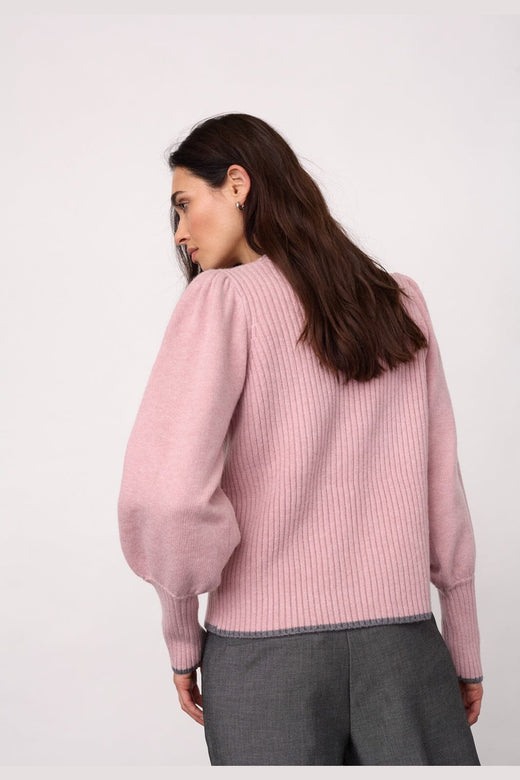Co´Couture - Rowcc Puff Rib O-Knit 500282 - 35006 - Rosebloom