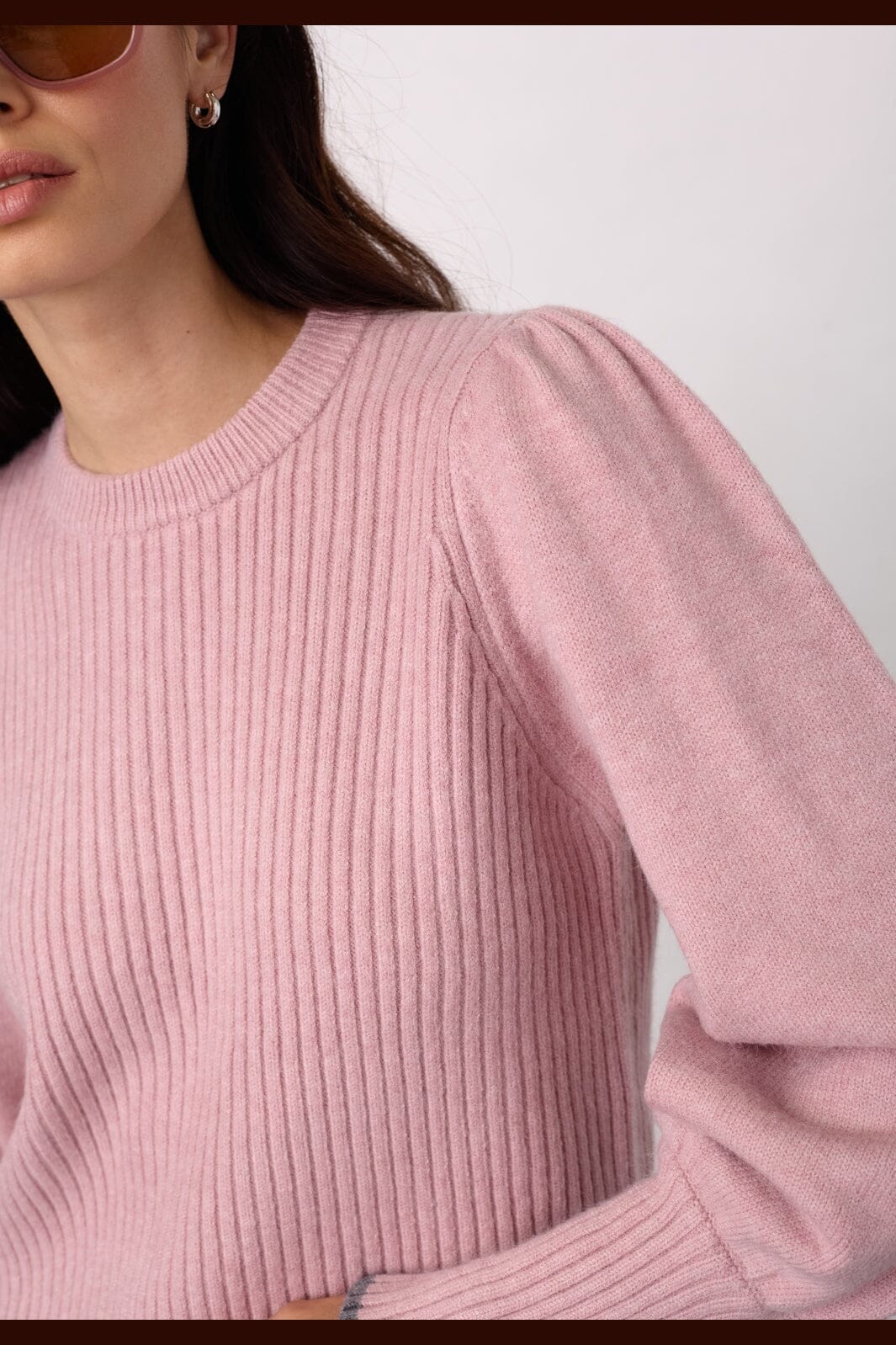 Co´Couture - Rowcc Puff Rib O-Knit 500282 - 35006 - Rosebloom