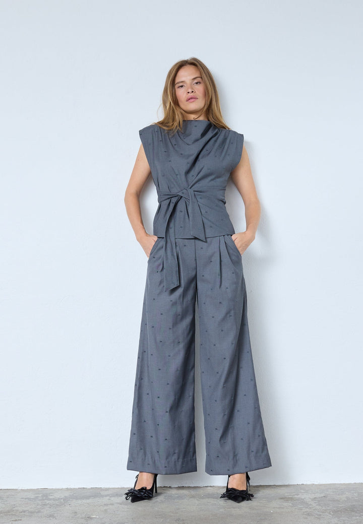 Co´Couture - Sagacc Pleat Top 35760 - 139 - Mid Grey T-shirts 