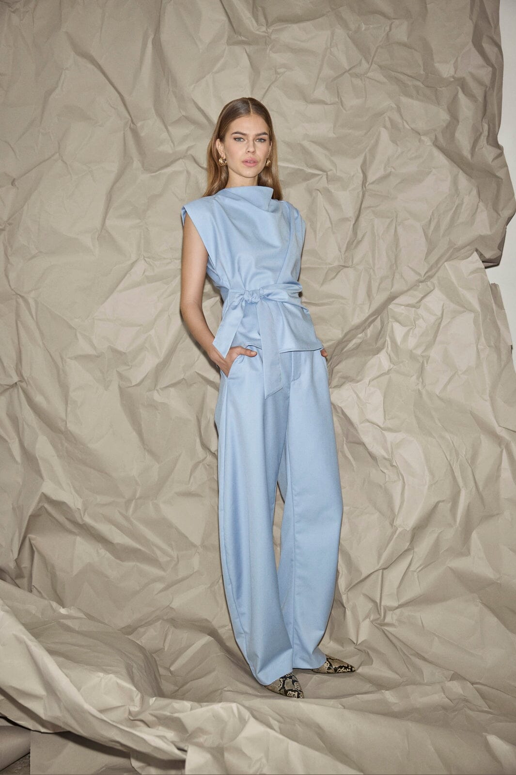 Co´Couture - Sianacc Pleat Top 45192 - 23 - Pale Blue