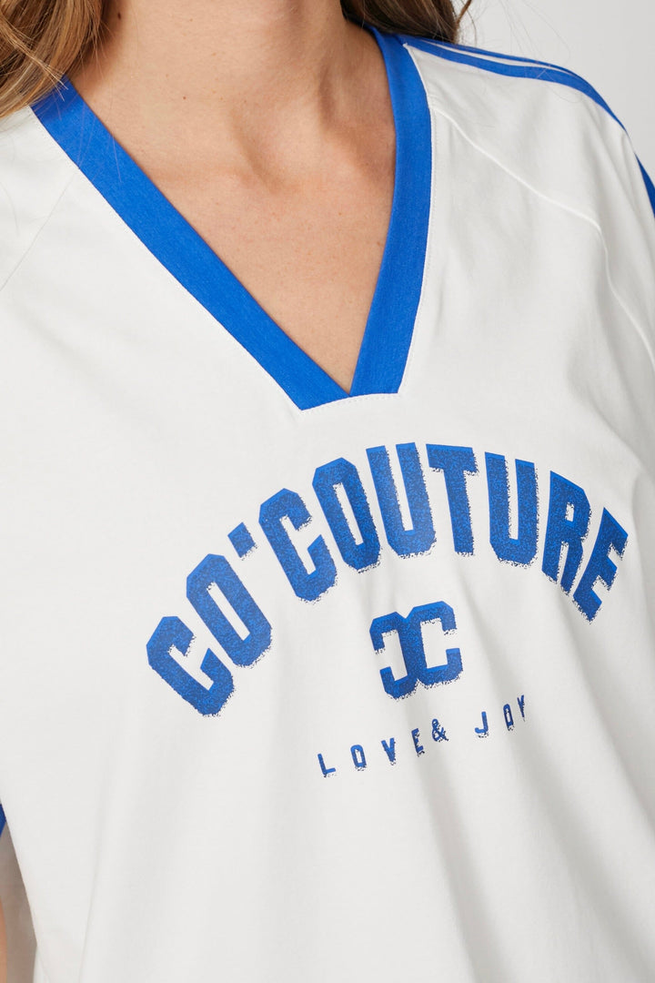 Co´Couture - Siaracc Oversize Sporty V-Tee 33140 - 11076 - Offwhitenewblue T-shirts 