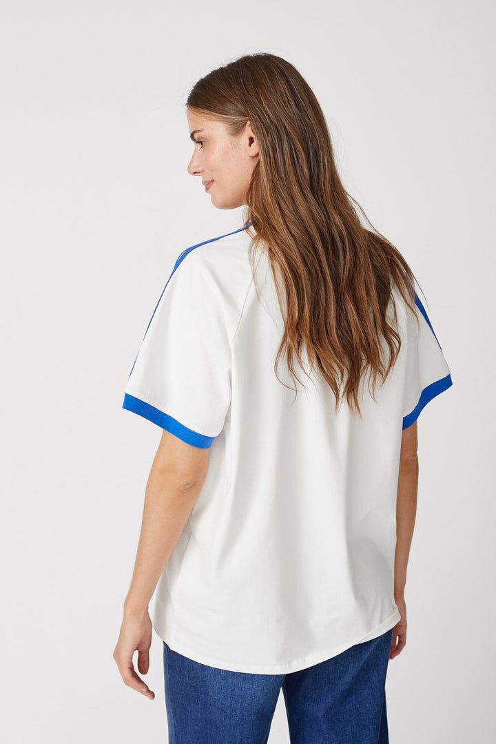 Co´Couture - Siaracc Oversize Sporty V-Tee 33140 - 11076 - Offwhitenewblue T-shirts 
