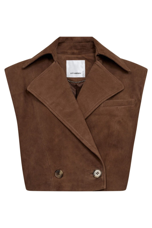 Co´Couture - Siennacc Suede Crop Waistcoat 30346 - 35 - Suntan