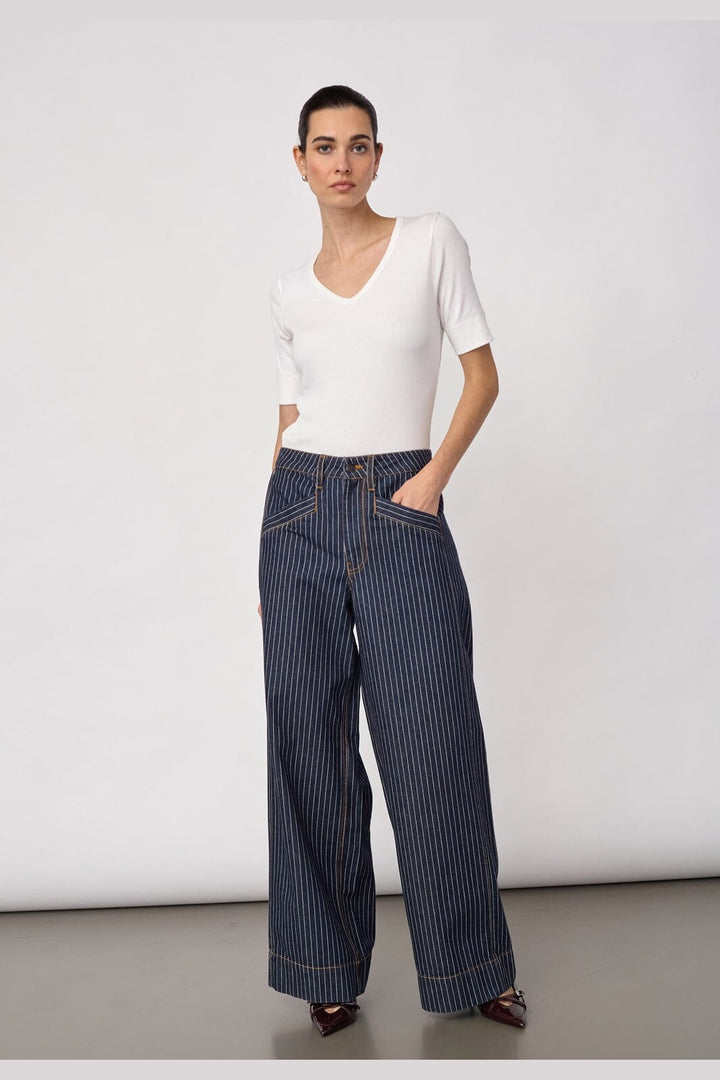 Co´Couture - Siggacc Stripe Pant 500039 - 45001 - Denim Blue
