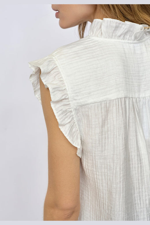 Co´Couture - Tassycc Frill Top 45161 - 4000 - White