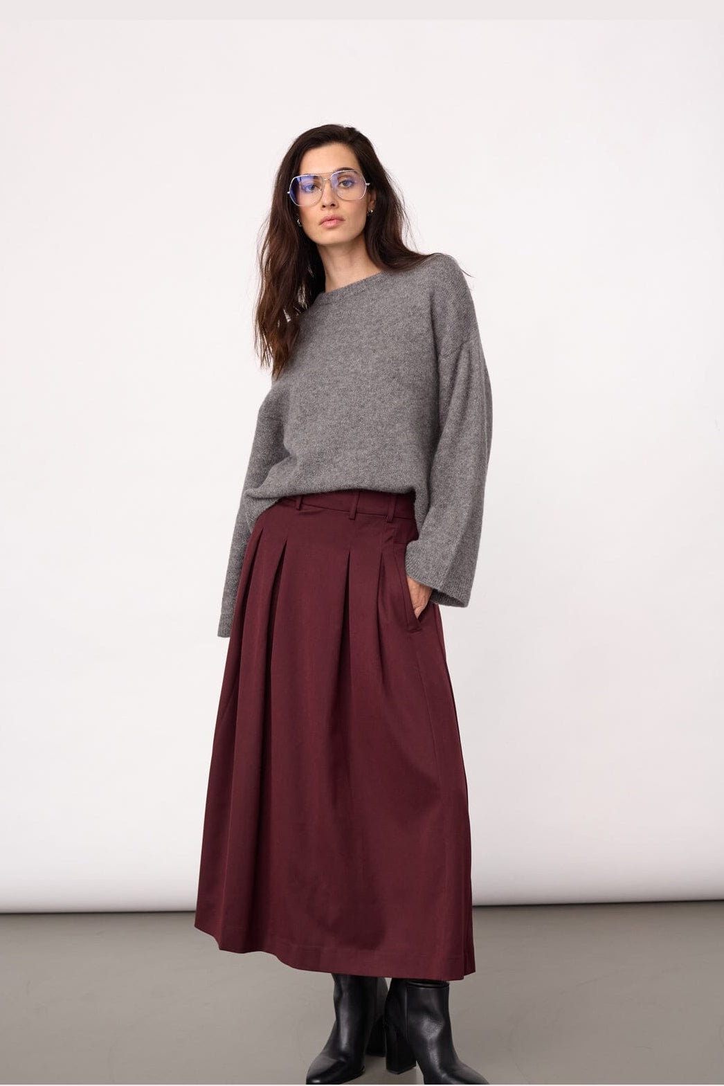 Co´Couture - Terrycc Pleat Skirt 500363 - 30005 - Wine Red