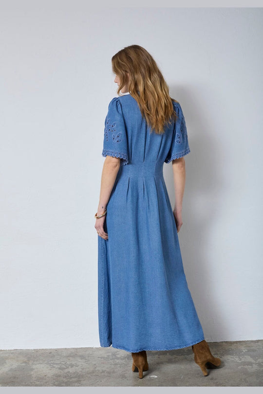 CO' COUTURE Tilly Pleat Emb Skirt Denim Blue main image 1