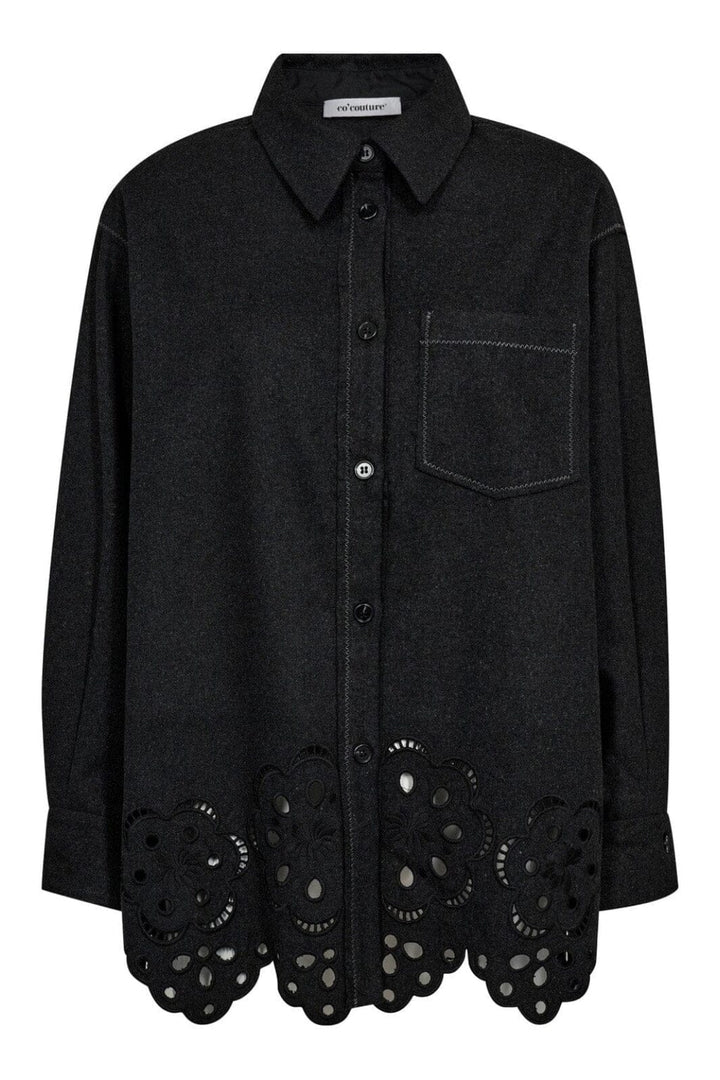 Co´Couture - Warrencc Wool Embroidery Shirt 35151 - 140 - Dark Grey Skjorter 