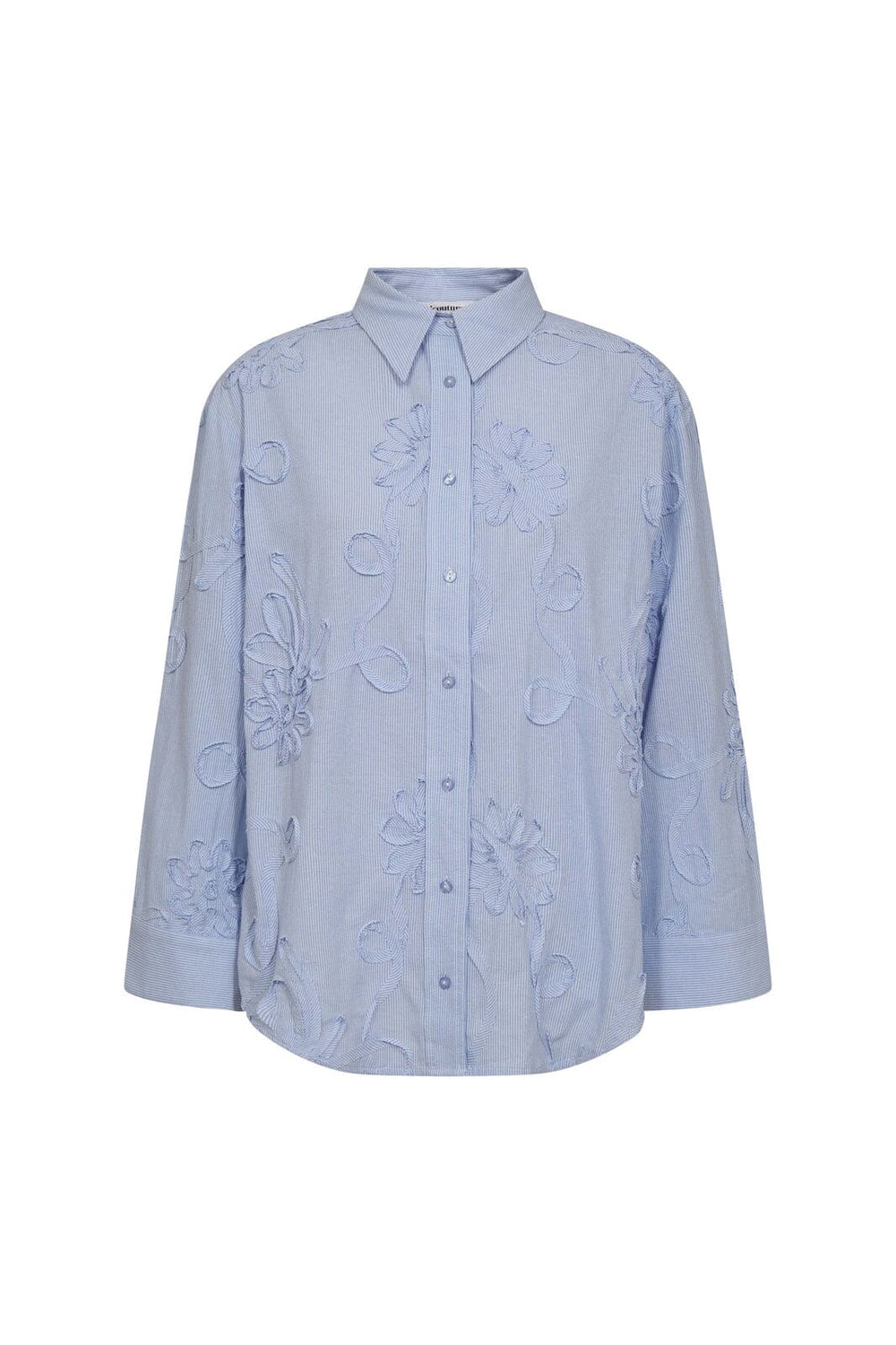 Co´Couture - Xaviercc Stripe Flower Shirt 45040 - 23 - Pale Blue