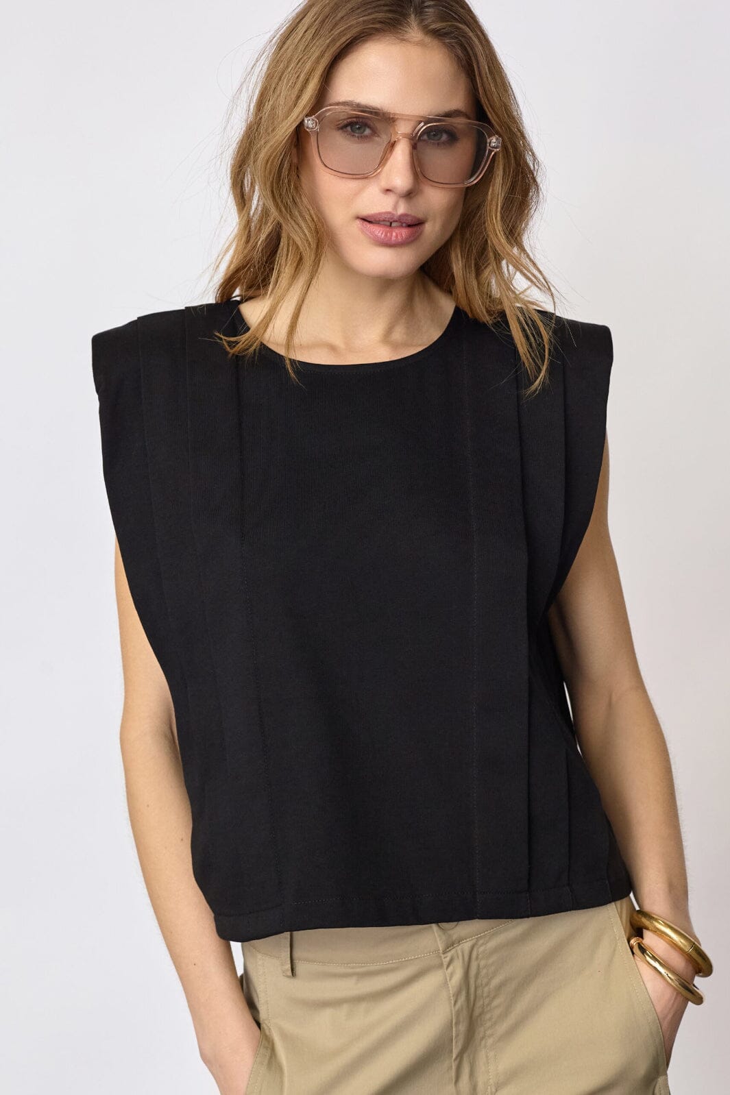 Co´Couture - Zellicc Padded Pleat Top 45151 - 96 - Black T-shirts 