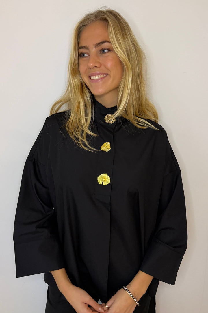 Continue - Klara High Neck 15088 - Black Bluser 