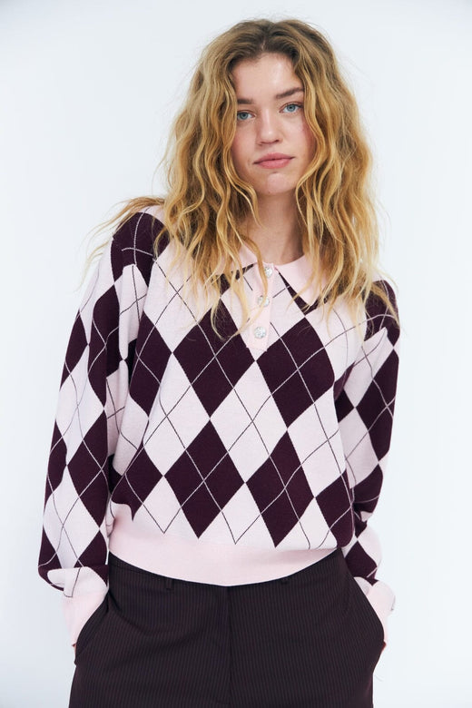 Cras - Lovemy Pullover C504 - Pink Grape Check