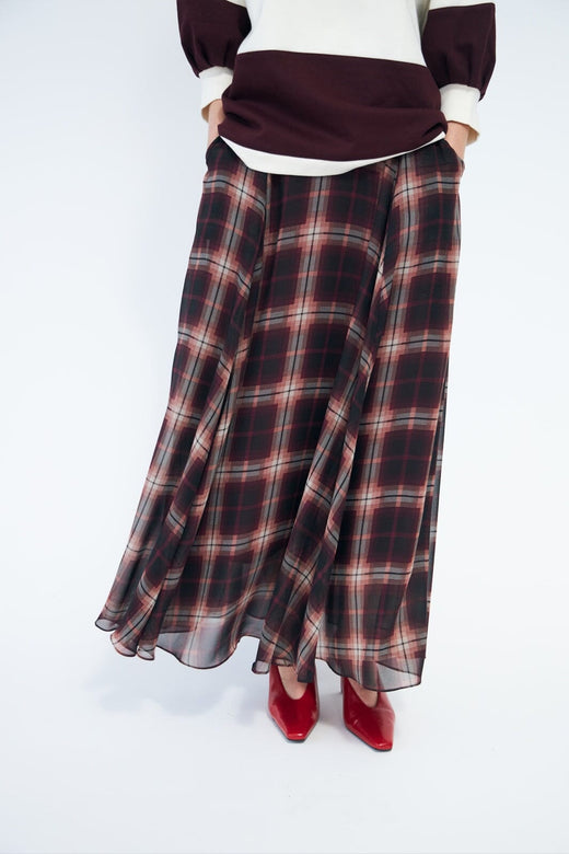 Cras - Odelle Skirt C772 - Bordeaux Check