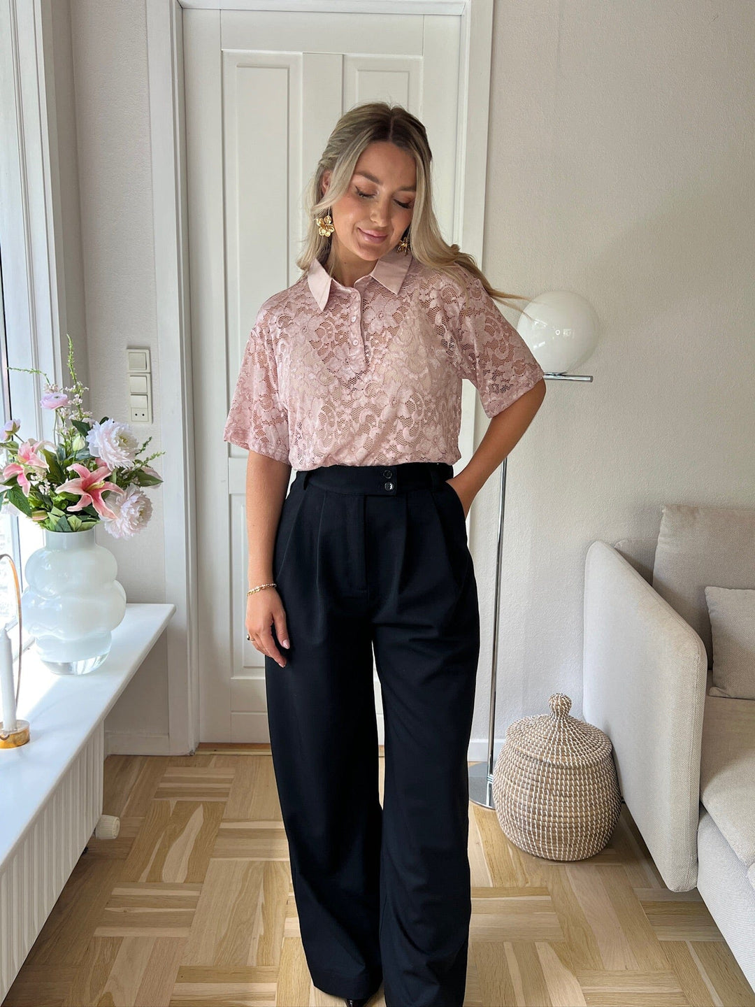 Dear Molly - Broderi Polo Shirt - Pink Skjorter 