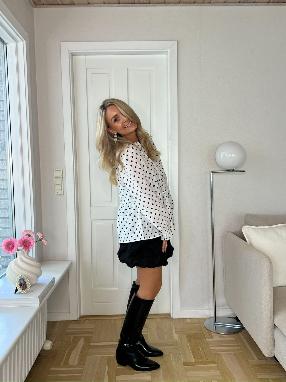 Dear Molly - Dot Top 155563C - White W.black Dots Bluser 