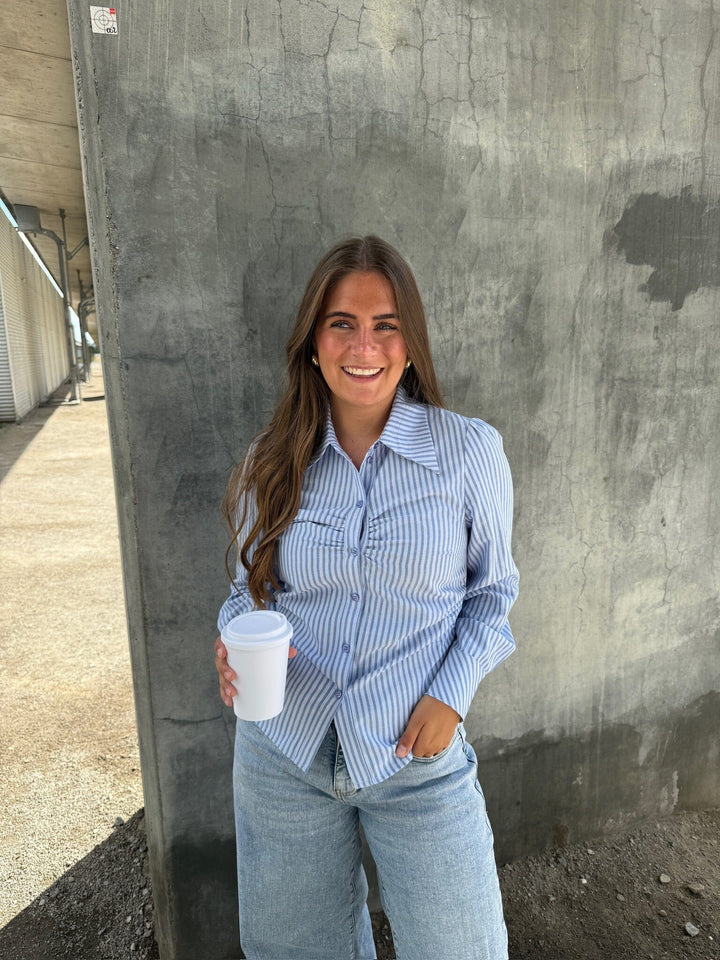 Dear Molly - Emmeli 154831B - Light Blue W.blue Strip Skjorter 