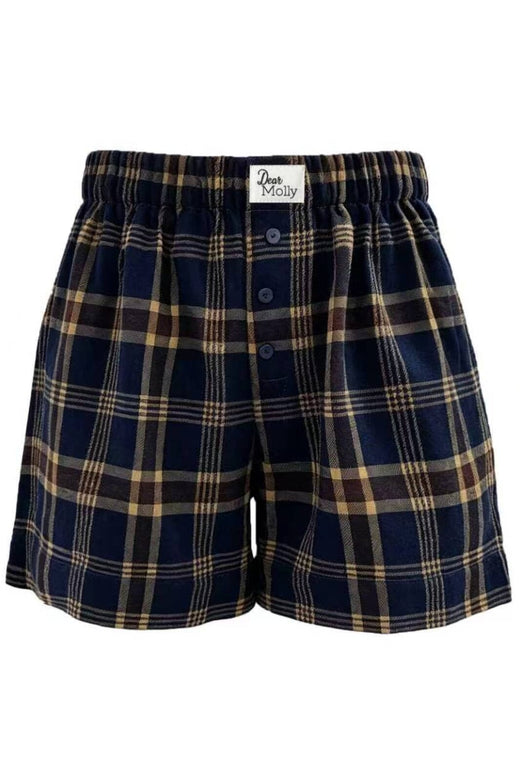 Dear Molly - Grethe Shorts - Brown Blue Checker Shorts 