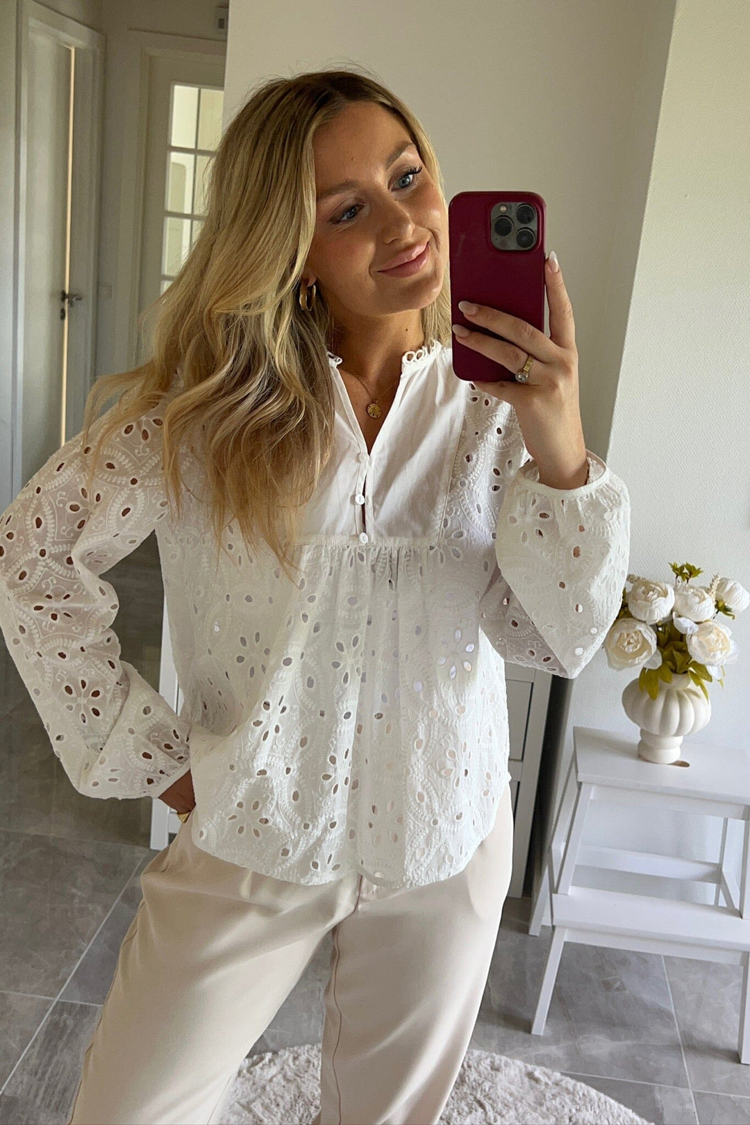 Dear Molly - Maybritt Blouse - White Bluser 