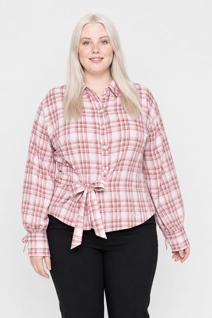 Dear Molly - Quilt Twist Skjorte  Ch171499b  - Lyserøde tern - XL