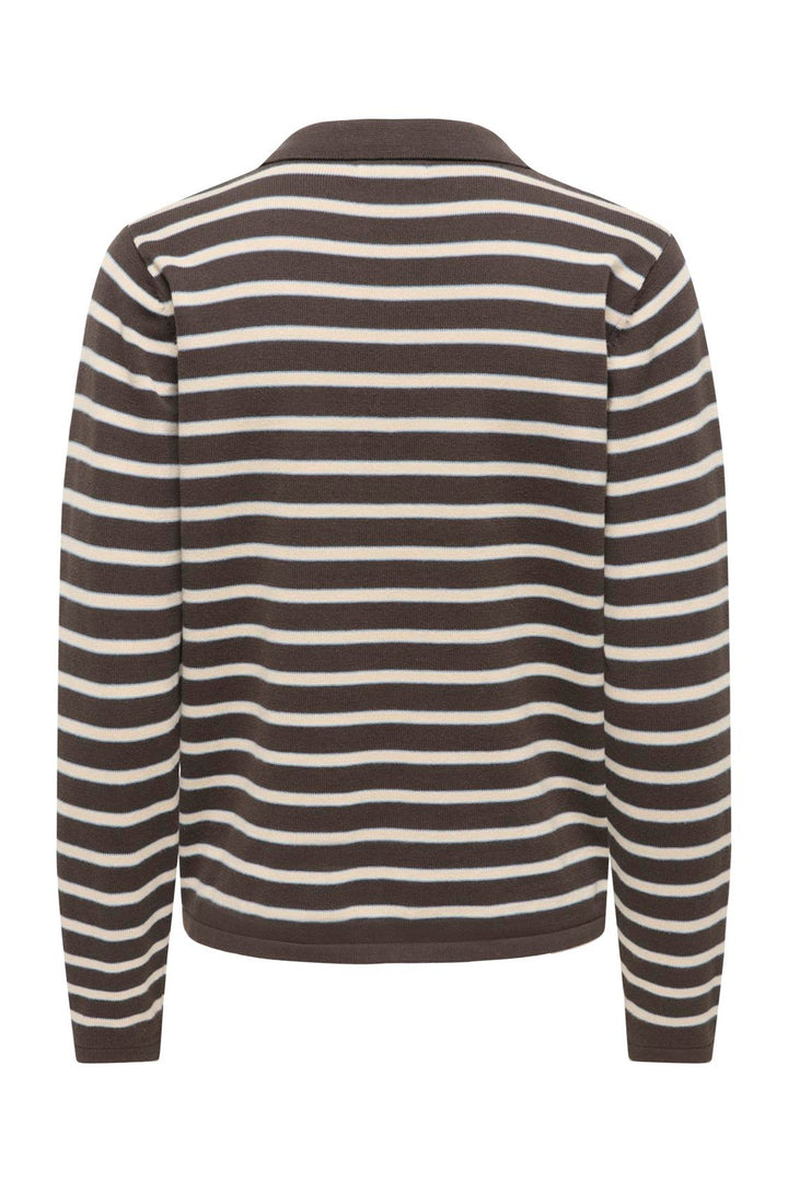 JDY - Jdyina L/S Polo Pullover Knt - 5094718 Mulch Sandshell / Windward Blue
