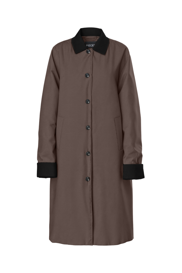 Pieces - Pcjorma Long Corduroy Jacket - 5099945 Coffee Quartz Black