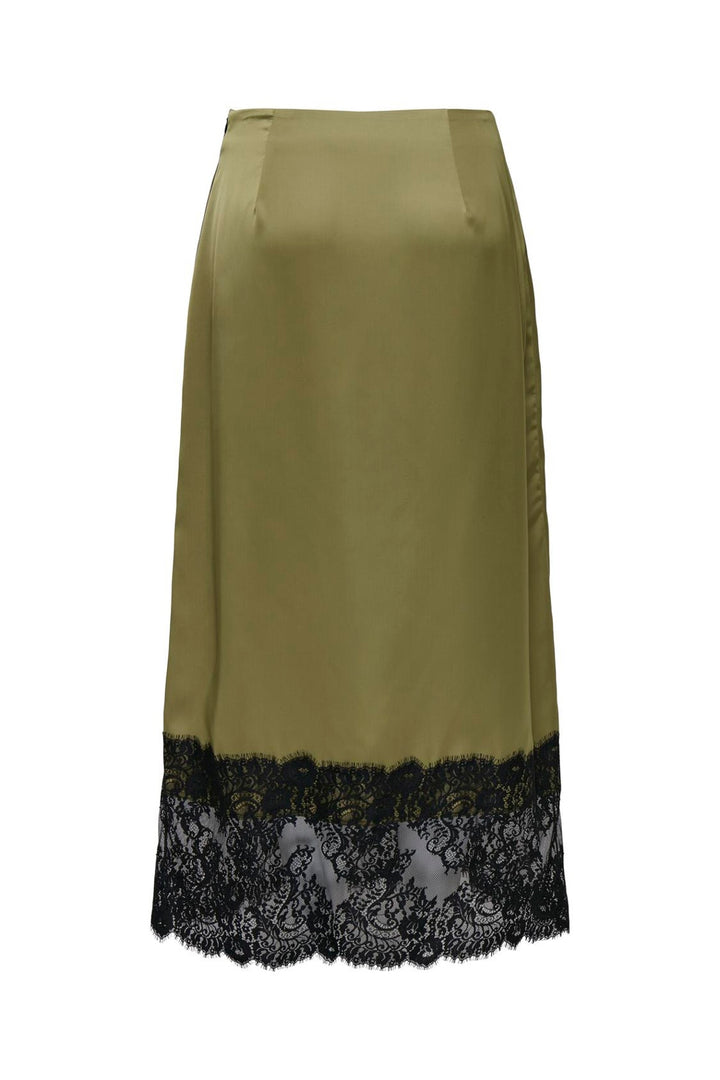 JDY - Jdybita Satin Lace Midi Skirt - 5109422 Gothic Olive Black Lace