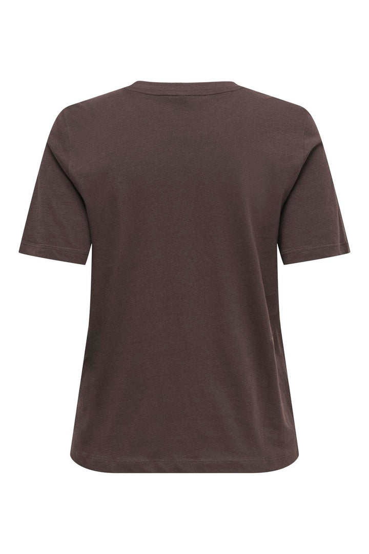 Only - Onlhappy S/S Emb Top - 5204457 Coffee Bean Chambray Heart