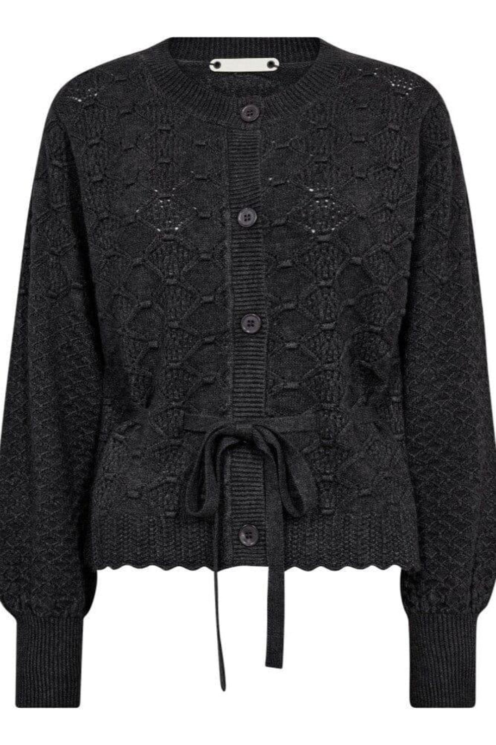 Co´Couture - Rowcc Pointelle Tie Cardigan 32241 - 140 - Dark Grey Cardigans 