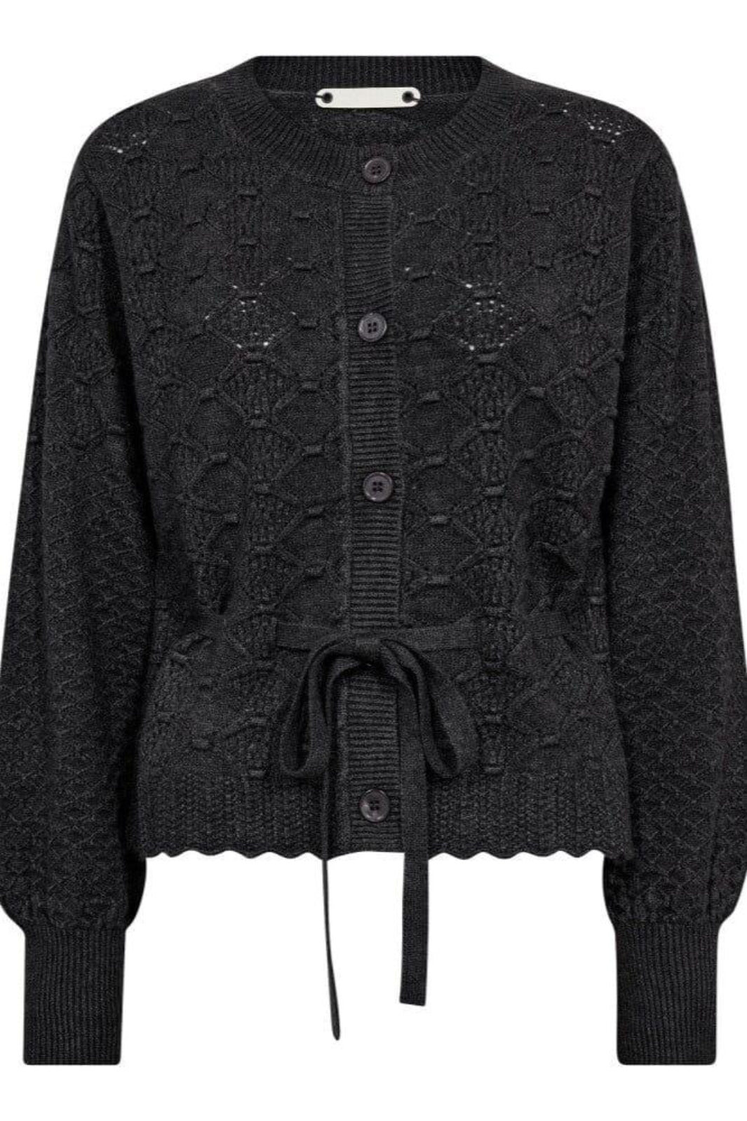 Co´Couture - Rowcc Pointelle Tie Cardigan 32241 - 140 - Dark Grey Cardigans 