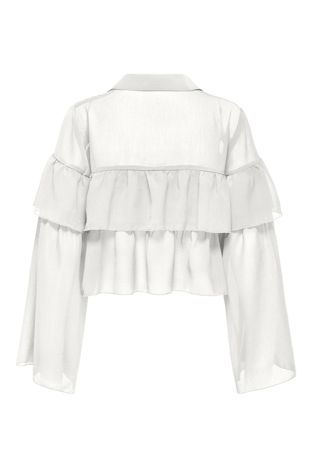 Only - Onlsuzzi L/S Frill Tie Top Ox - 4882991 Cloud Dancer