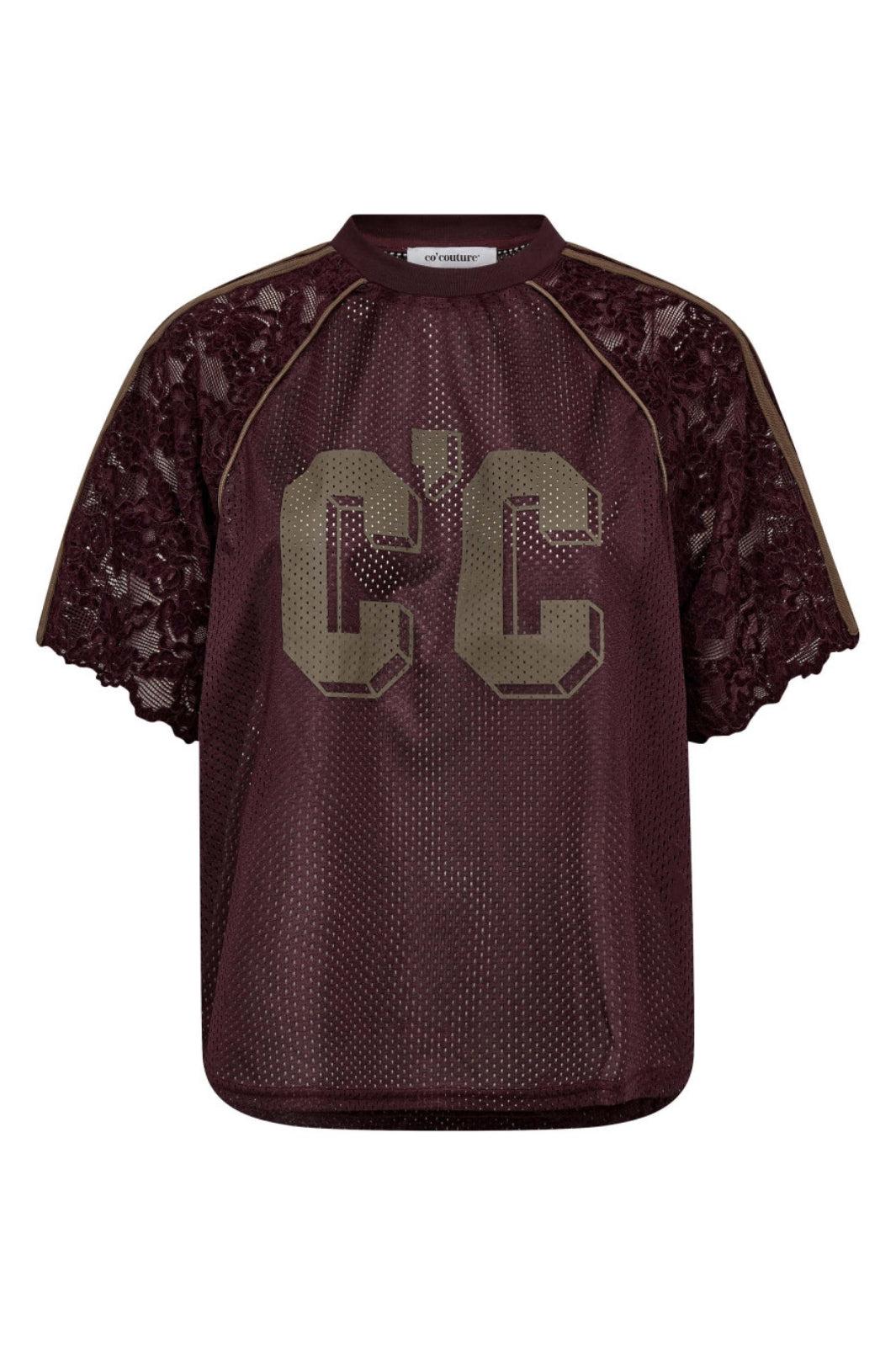 Co´Couture - Treycc Lace Tee 45046 - 154 - Walnut