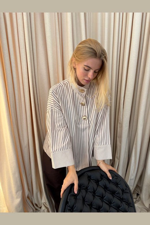 Continue - Klara Shirt 15324 - Brown Stripe