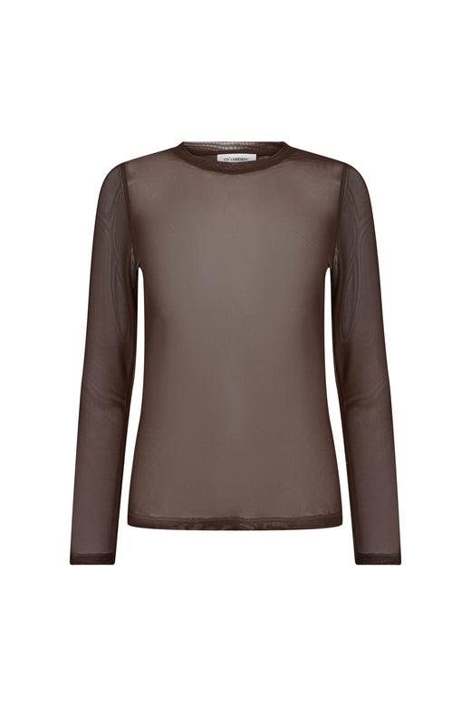Co´Couture - 33201 Meshcc O-Neck Blouse 500806 - 20002 - Brown