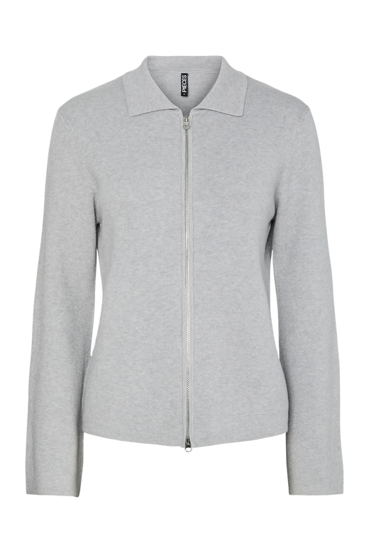 Pieces - Pcraja Ls Zip Knit Cardigan - 4890824 Light Grey Melange