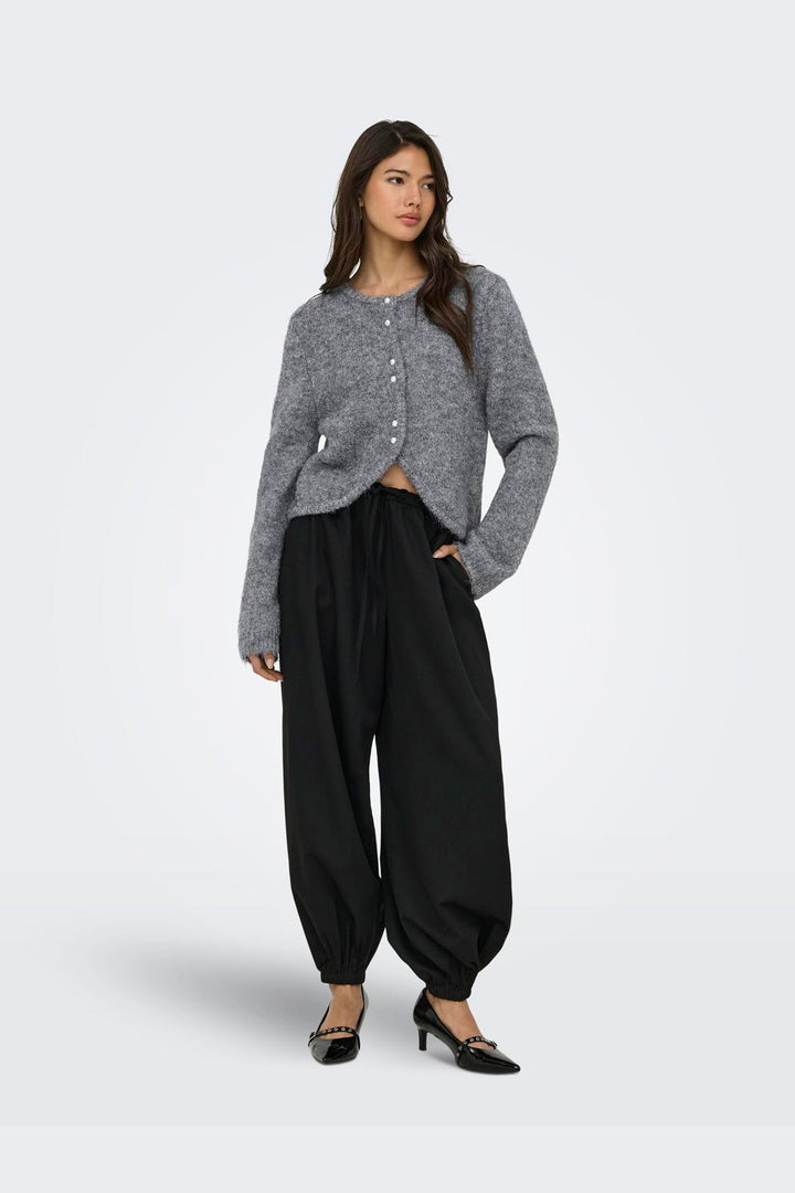 Only - Onlzaggie Ls Button Cardi Cc Knt - 5027936 Dark Grey Melange Pearl Button