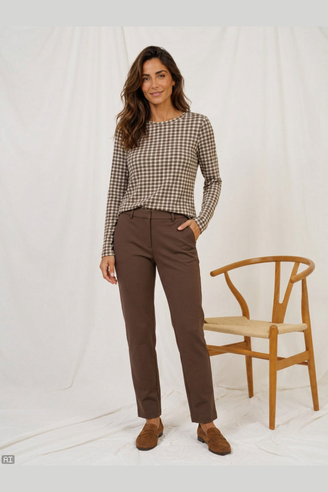 Marta Du Chateau - Mdcelissa Top 7914 - Brown Check