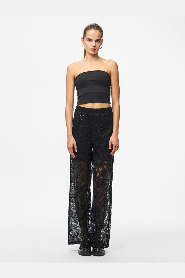 Pieces - Pclouise Straight Pants - 5039172 Black Black Sequins