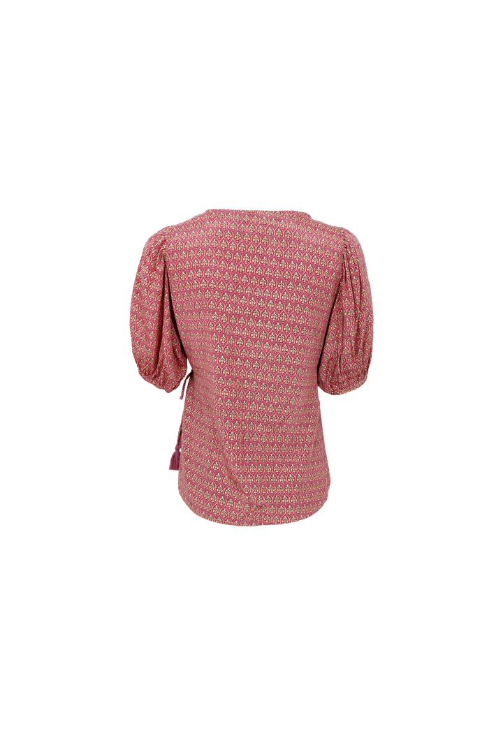 Black Colour - Bcluna Puff Sleeve Wrap Blouse 39175 - Indie Berry