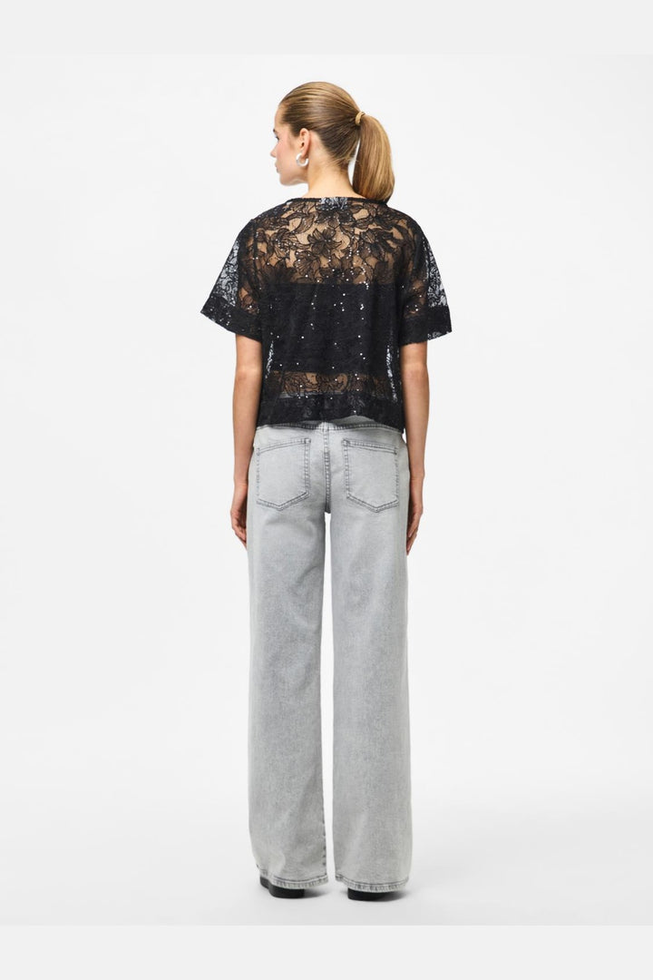 Pieces - Pclouise 2/4 V-Neck Tie Top - 5042915 Black