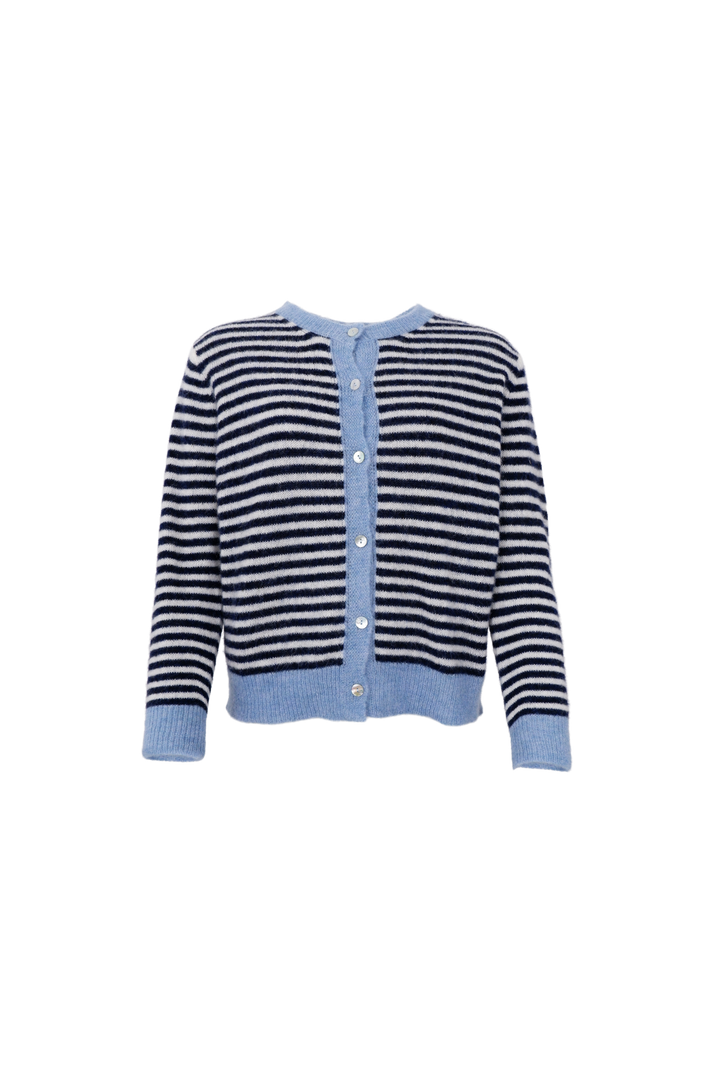 Black Colour - Bcdell Striped Knit Cardigan 1245 - Navy