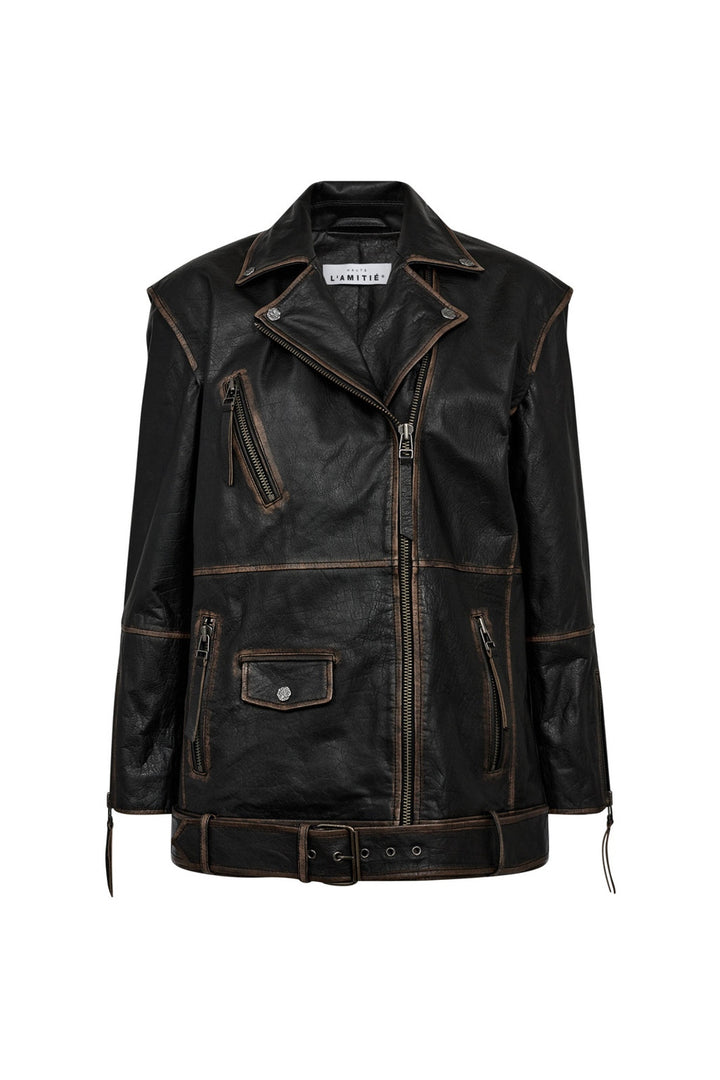 Haute L'Amitié - Leather Biker Wing Jacket HL10206 - Black