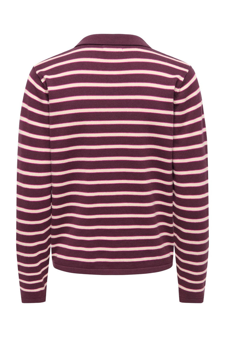 JDY - Jdyina L/S Polo Pullover Knt - 5108258 Sassafras Sandshell / Fuchsia Red