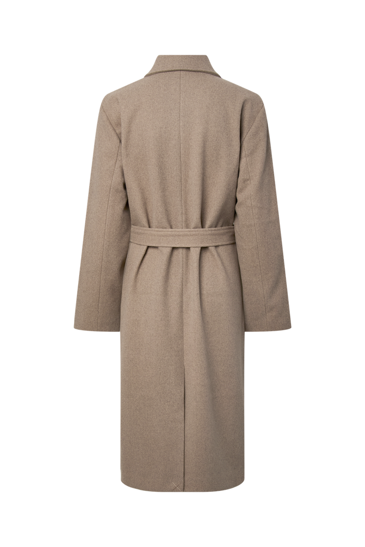 Pieces - Pcaya Long Coat - 5050603 Greige Melange