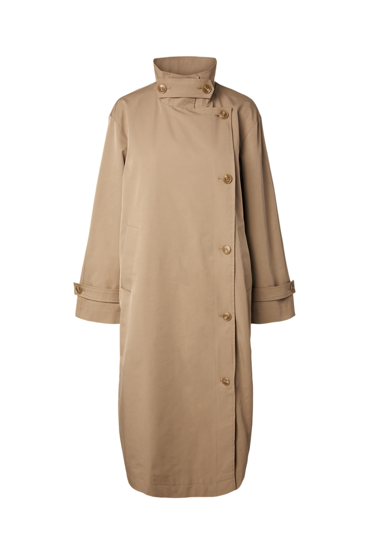 Pieces - Pcjorma High Neck Long Jacket - 5190901 Greige