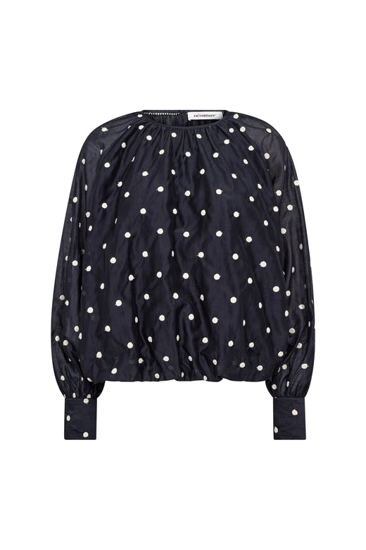 Co´Couture - Ditacc Dot Ls Balloon Blouse 500601 - 40007 - Navy