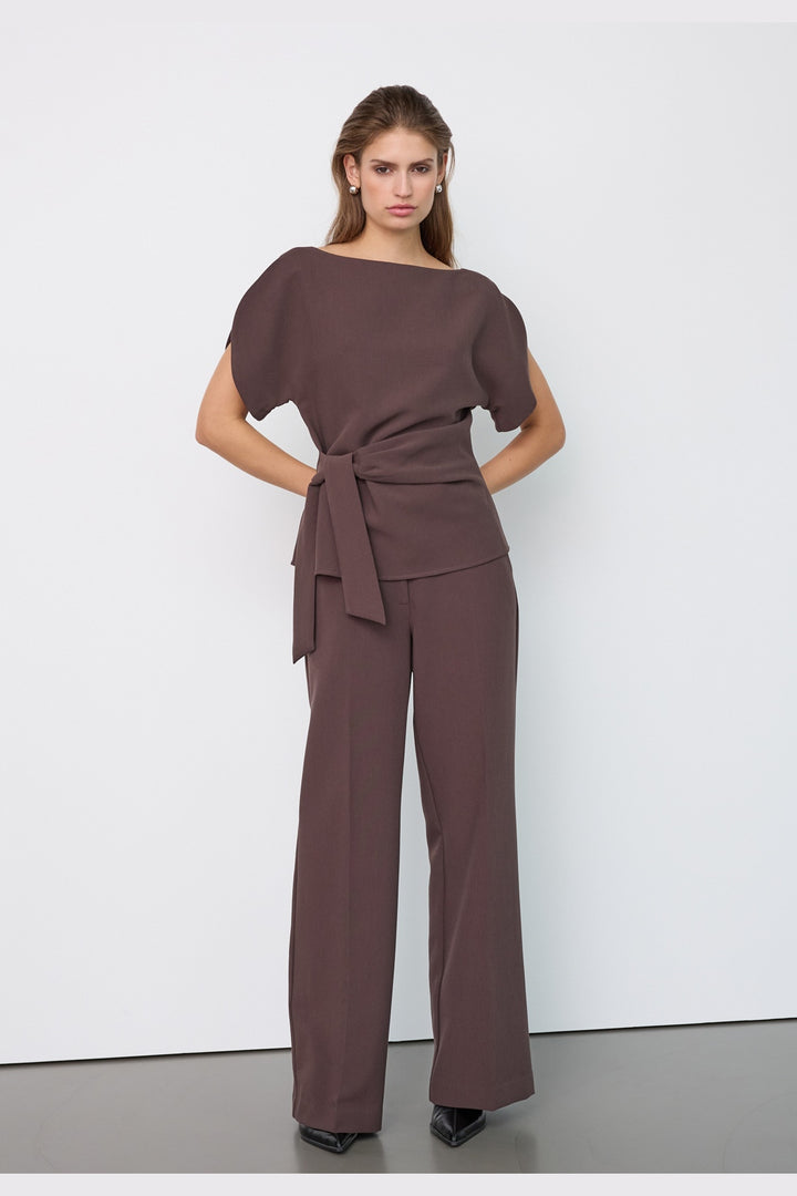 Co´Couture - Acilecc Pleat Ss Blouse 500458 - 20002 - Brown