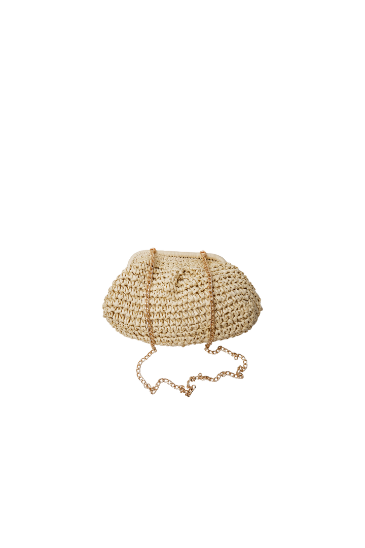 Black Colour - Bczoey Straw Clutch 9384 - Natural