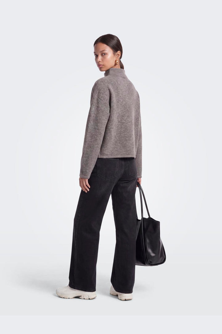 Only - Onlclara Ls Half Zip Knt - 5062024 Bracken Melange/Silver Zip