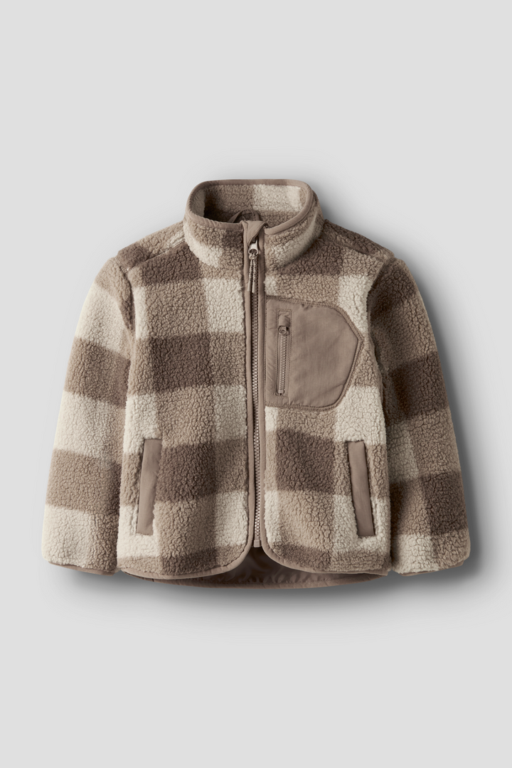 Name It - Nmmmonico Sherpa Jacket Check - 4893826 Fossil